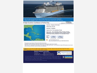 Bon Voyage Boyertown cruise group is sailing away again! Join us!