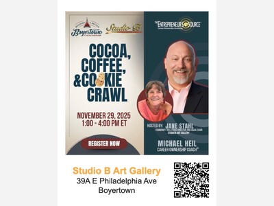 Studio B Art Gallery & Michael Heil of Entrepreneur Source Partner for BMBA's Cocoa, Coffee & Cookie Crawl