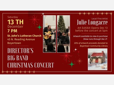 Boyertown Director’s Big Band Offers Free Holiday Concert and Local Art Showcase 