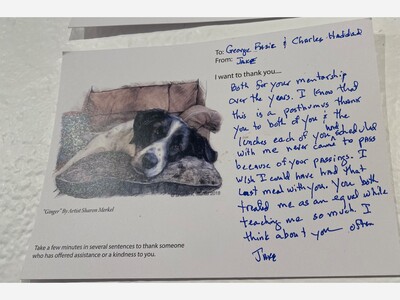 "Thank you" Cards on Exhibit at Studio B