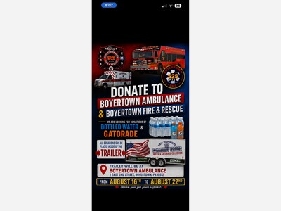 Donations Requested for Boyertown Ambulance, Fire & Rescue